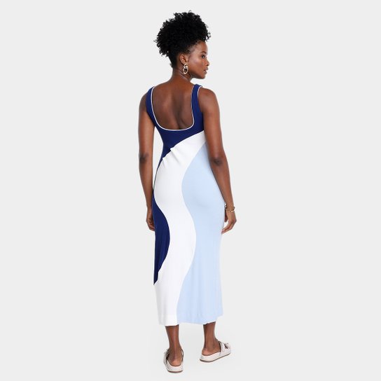 Vestido Farm Recortes Patch Crepe Feminino