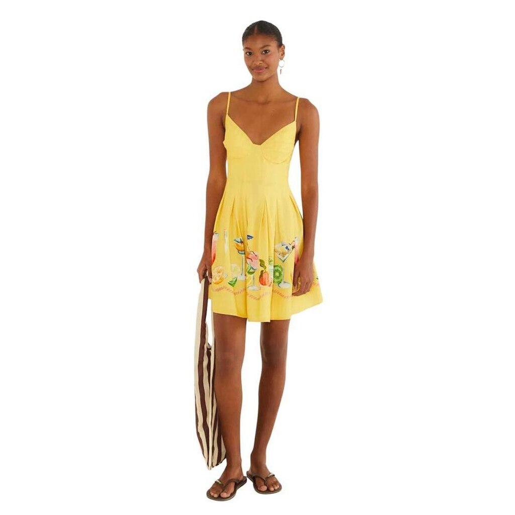Vestido Farm Rio Estampado Coquetel Lenço Amarelo