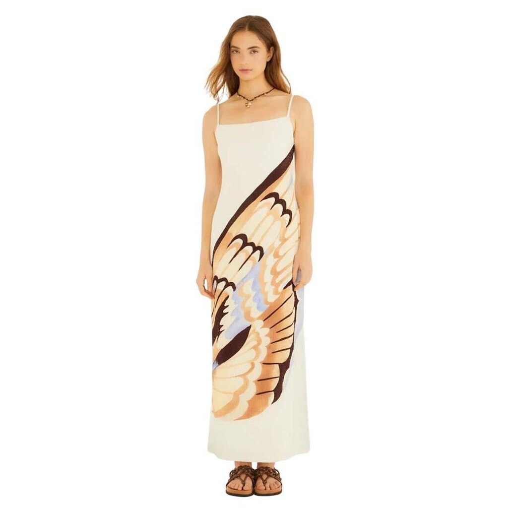 Vestido Farm Rio Midi Estampado Asa De Borboleta