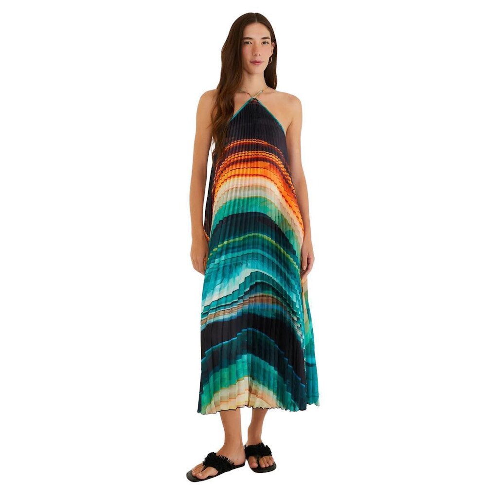 Vestido Farm Rio Plissado Estampado Turmalina