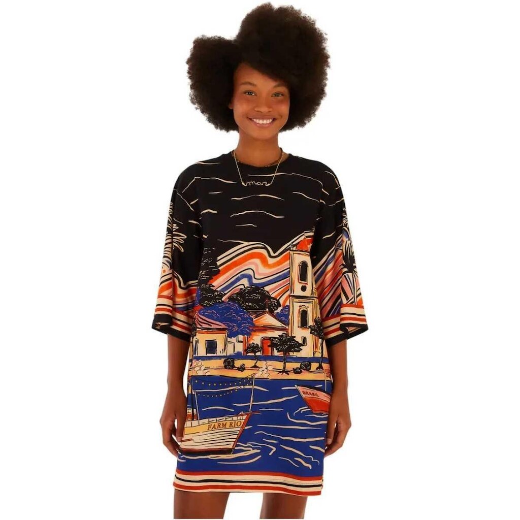 Vestido Farm Rio T-Shirt Big Lenco Paraty