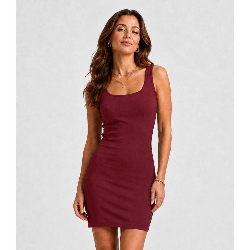 Vestido Feminina Decote Em U Infinita Cor Vermelho