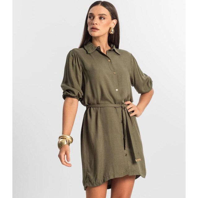 Vestido Feminino Chemise de Viscose Endless Verde