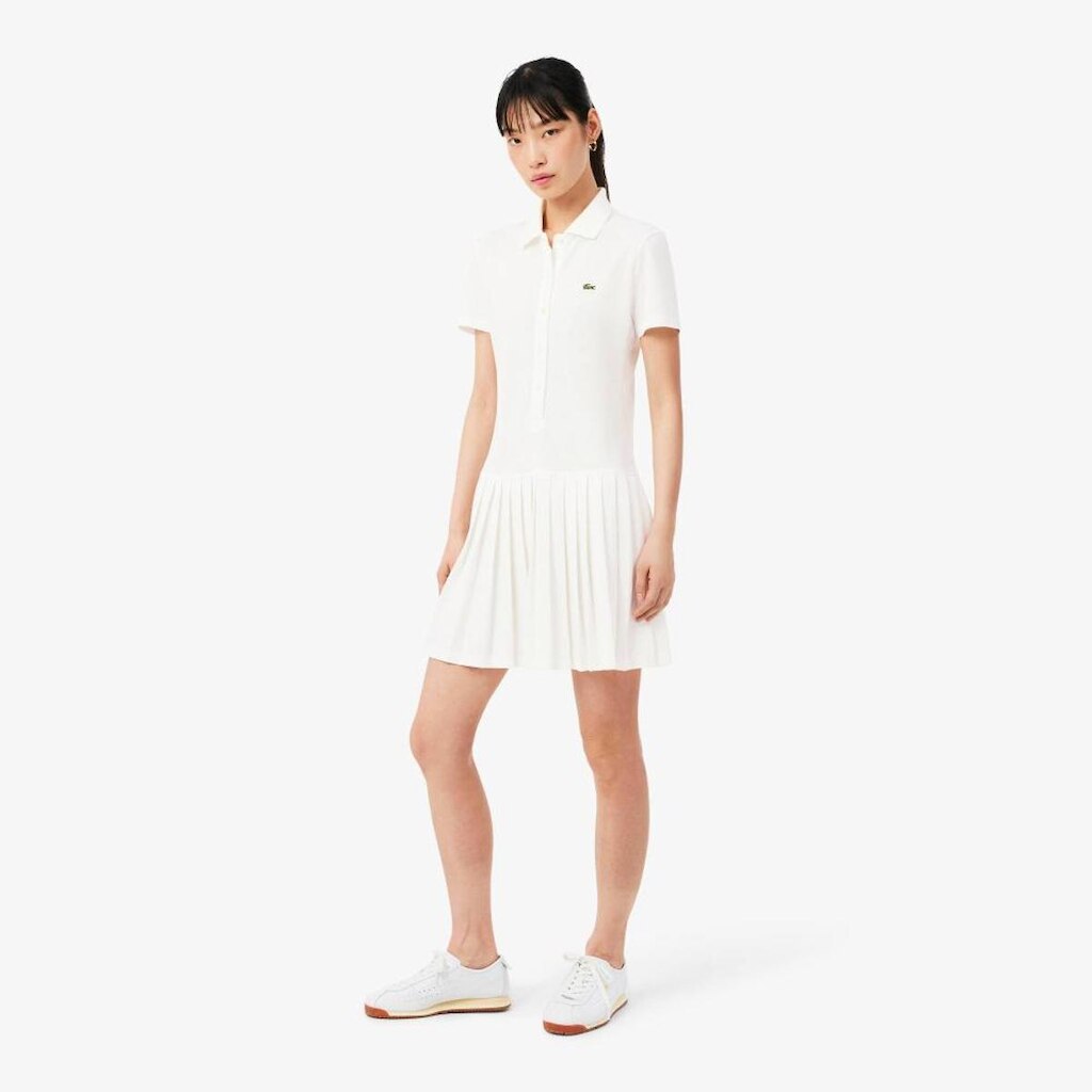 Vestido Feminino Lacoste Polo Plissado Em Piqué Stretch
