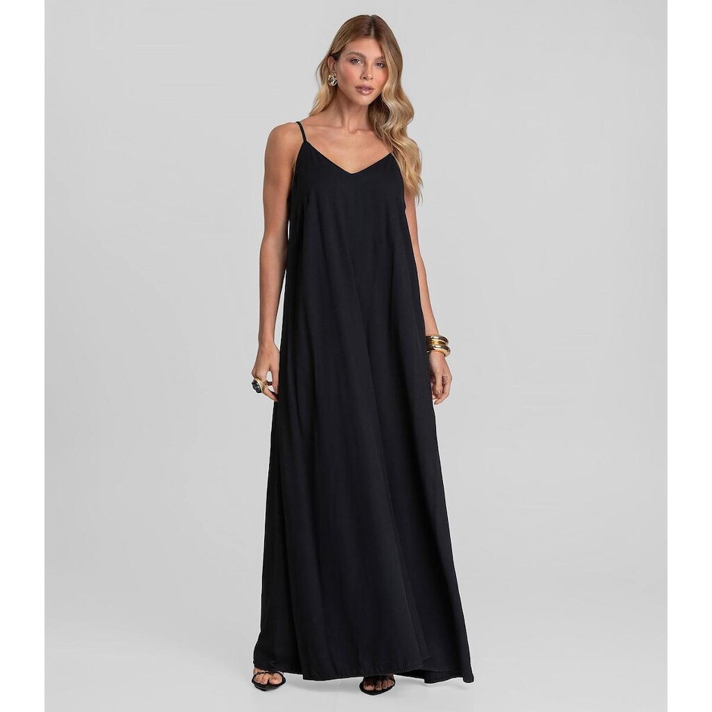 Vestido Feminino Longo em Tecido Dianna Preto