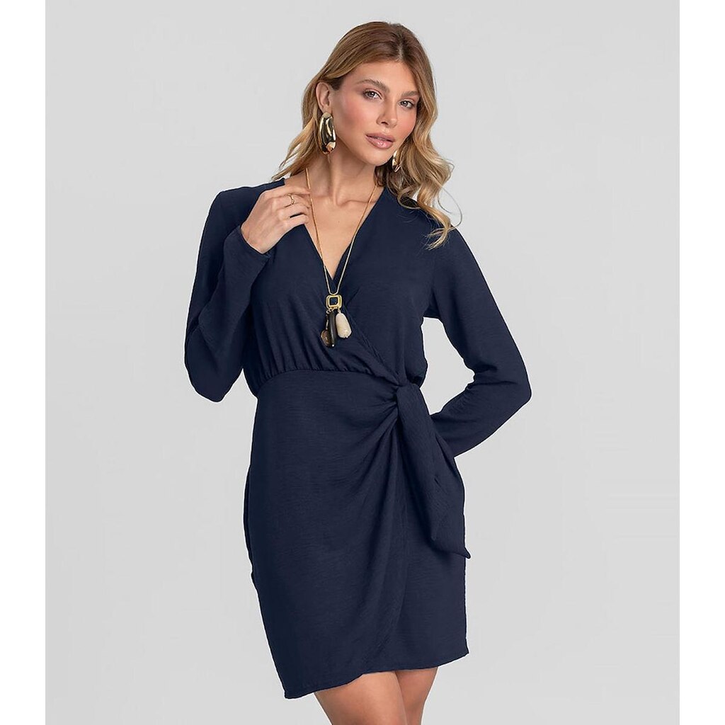 Vestido Feminino Manga Longa Curto Dianna Azul