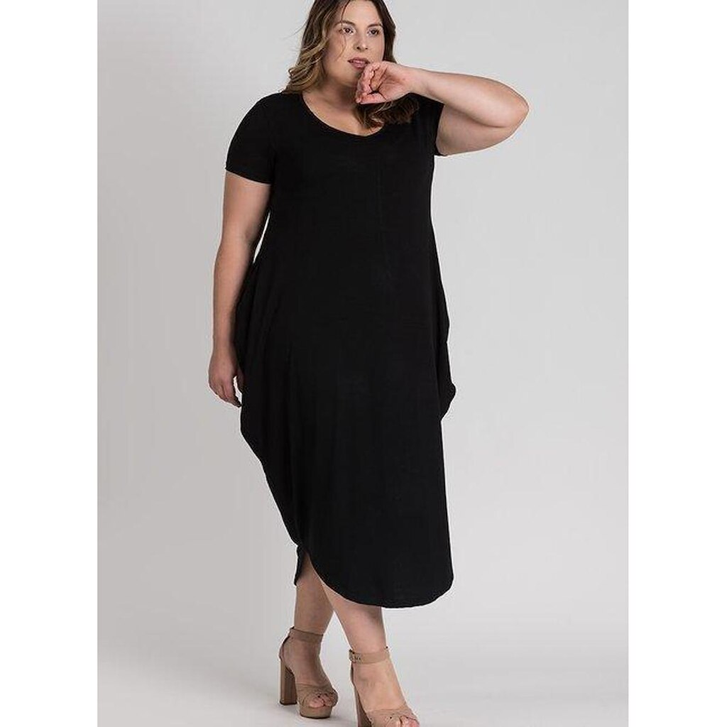 Vestido Feminino Plus Size Amplo Comfy Bolsos Laterais - Serena