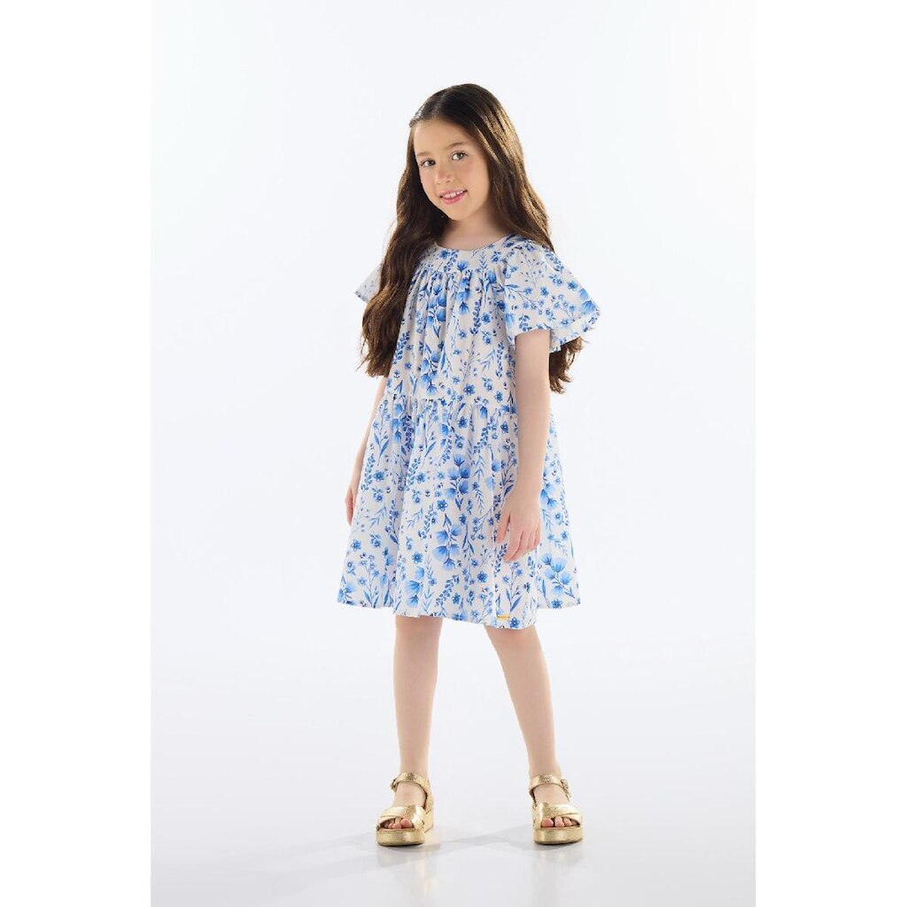 Vestido Floral em Tricoline Quimby