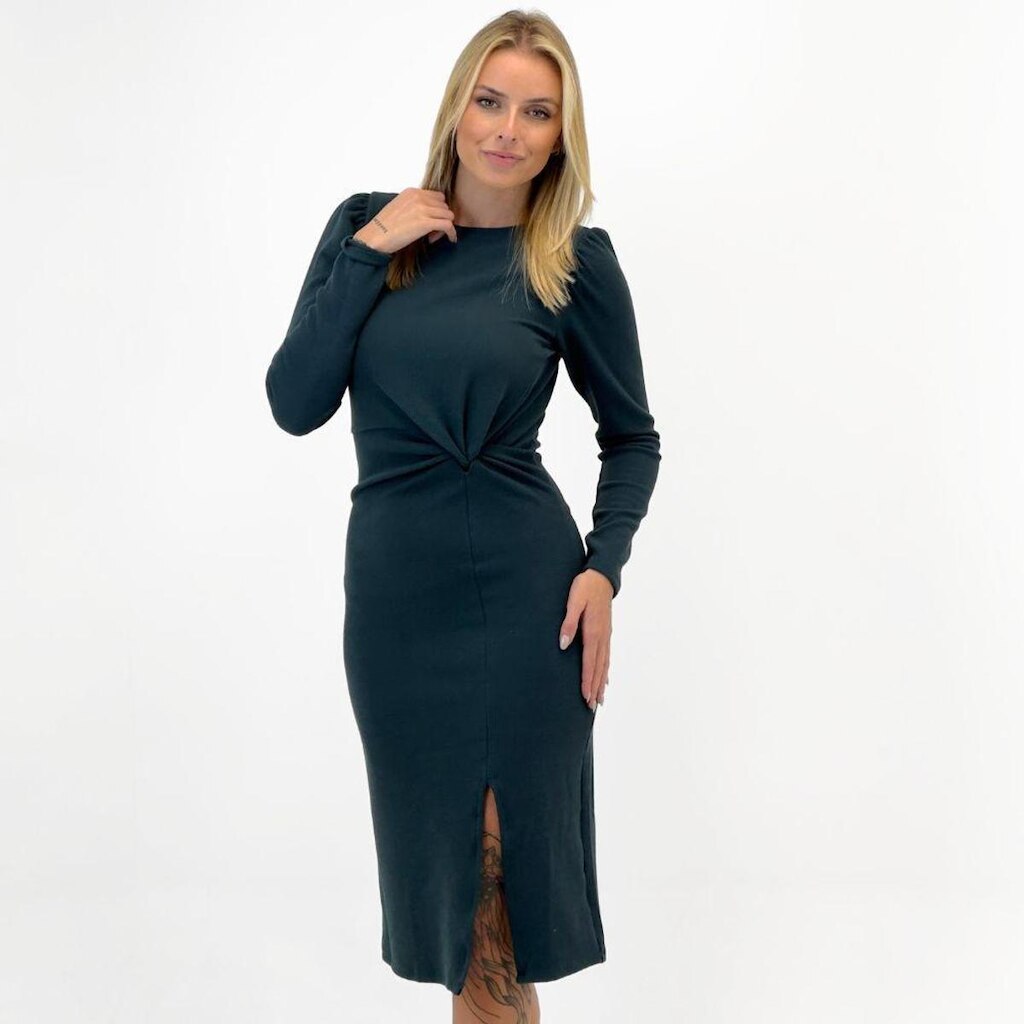 Vestido Formitz Midi Manga Longa Gola Redonda Feminino