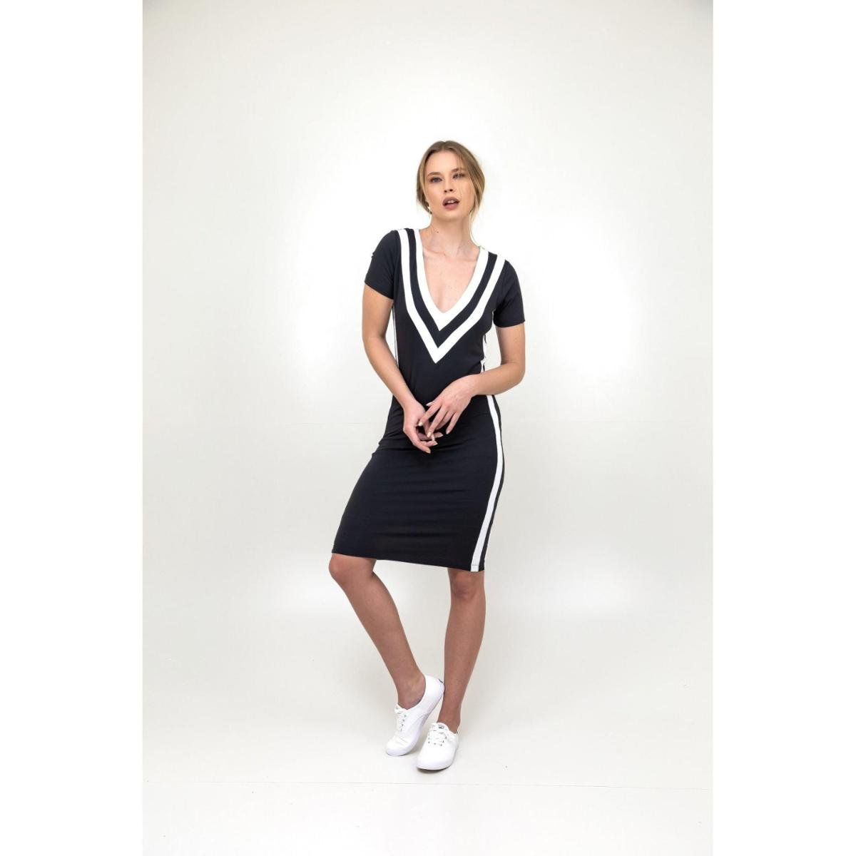 vestido gola v feminina