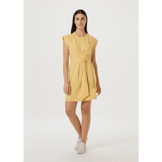 Vestido Hering Curto Sem Manga Com Transpasse Feminino - Amarelo Menor preço em Vestido Hering Curto Sem Manga Com Transpasse Feminino - Amarelo
