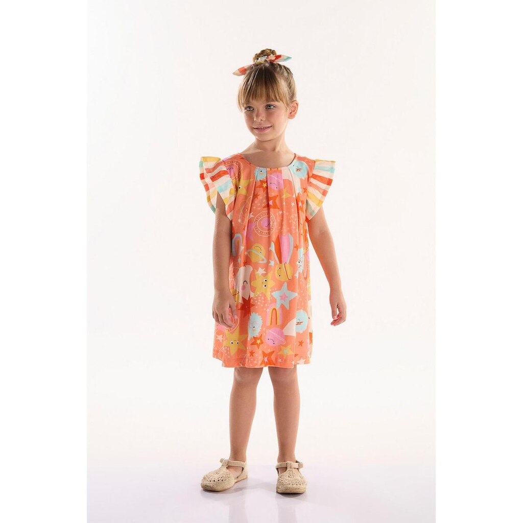 Vestido Infantil Babado em Meia Malha Interestelar Três e Já