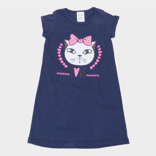 Vestido Infantil Candy Kids Love - Marinho Menor preço em Vestido Infantil Candy Kids Love - Marinho