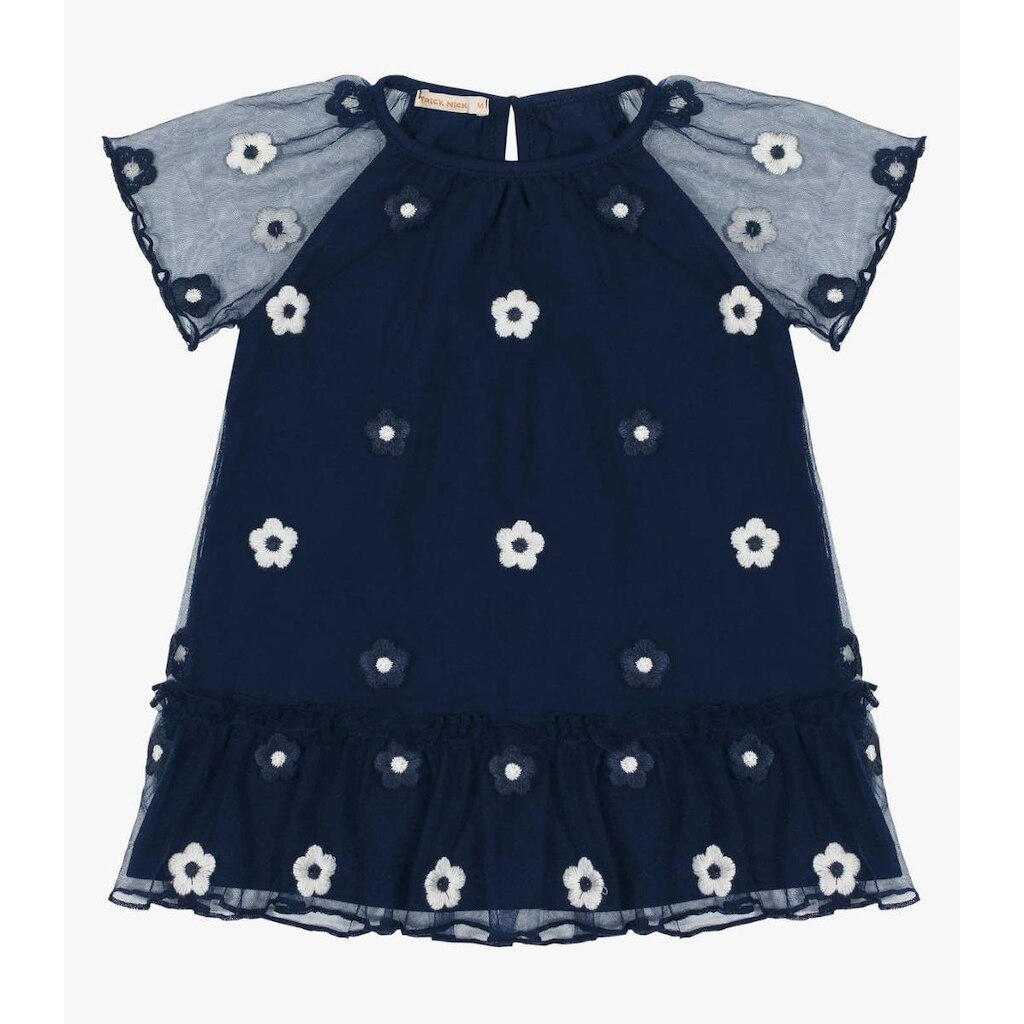 Vestido Infantil Com Babados Trick Nick Azul