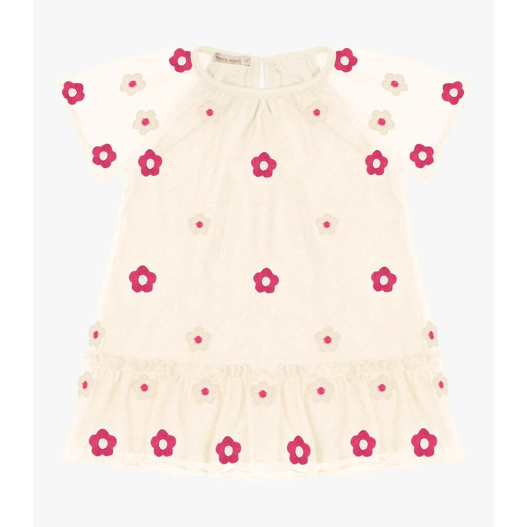 Vestido Infantil Com Babados Trick Nick Bege