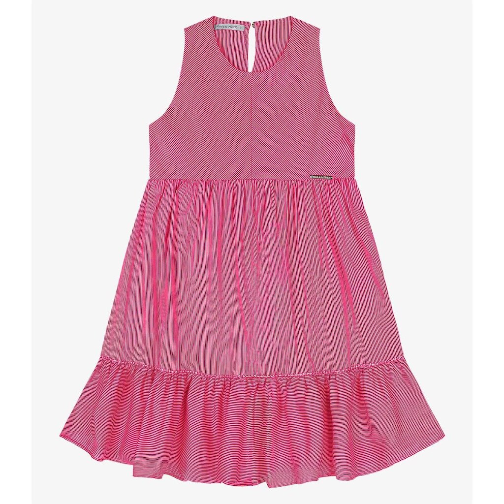 Vestido Infantil Com Listras Trick Nick Rosa