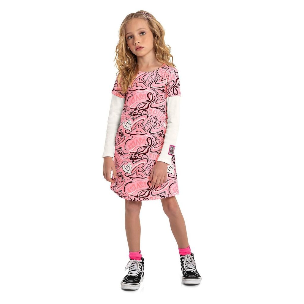 Vestido Infantil Cotton Manga Longa Quimby