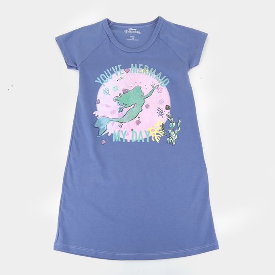 Vestido Infantil Disney Ariel - Azul Menor preço em Vestido Infantil Disney Ariel - Azul