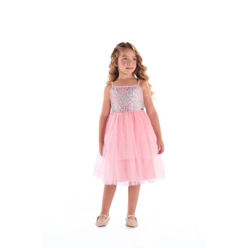 Vestido Infantil em Paetê e Tule Quimby