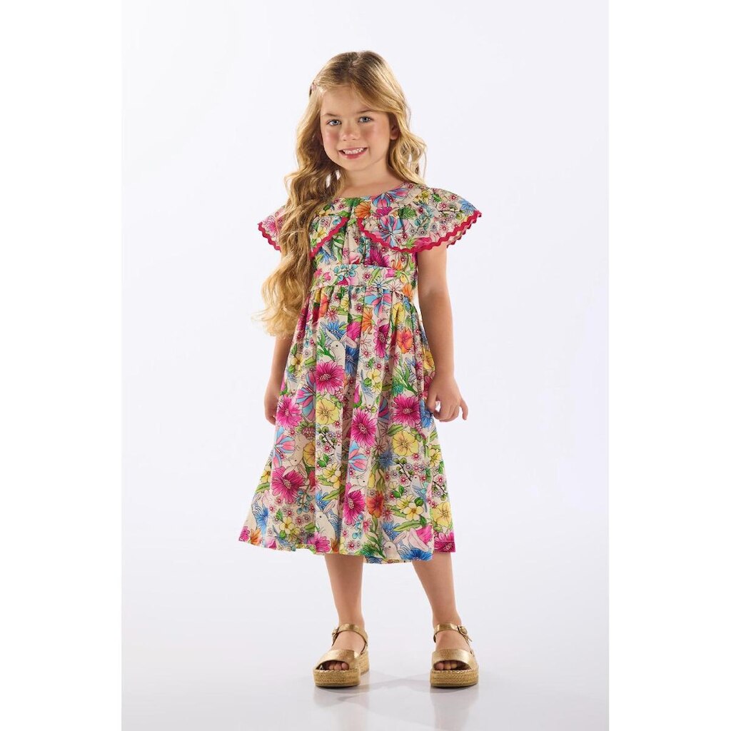 Vestido Infantil em Viscose e Linho Up Baby