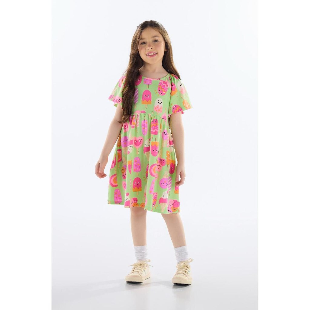 Vestido Infantil Estampado em Cotton Quimby