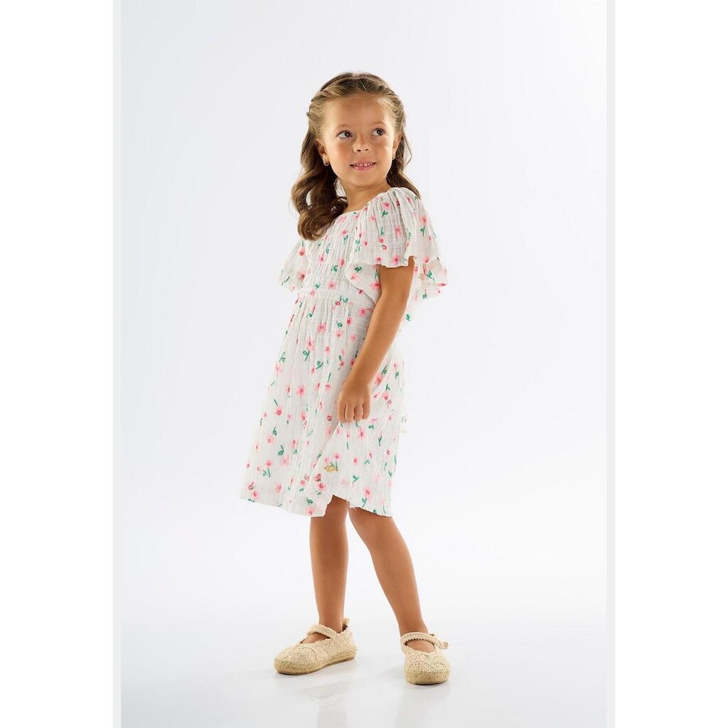 Vestido Infantil Floral em Algodão e Elastano Up Baby