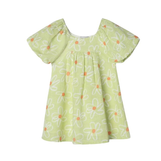 Vestido Infantil Hering Flor Verde