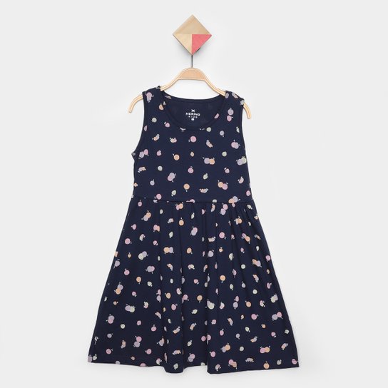 Vestido Infantil Hering Kids Ondas - Azul Menor preço em Vestido Infantil Hering Kids Ondas - Azul