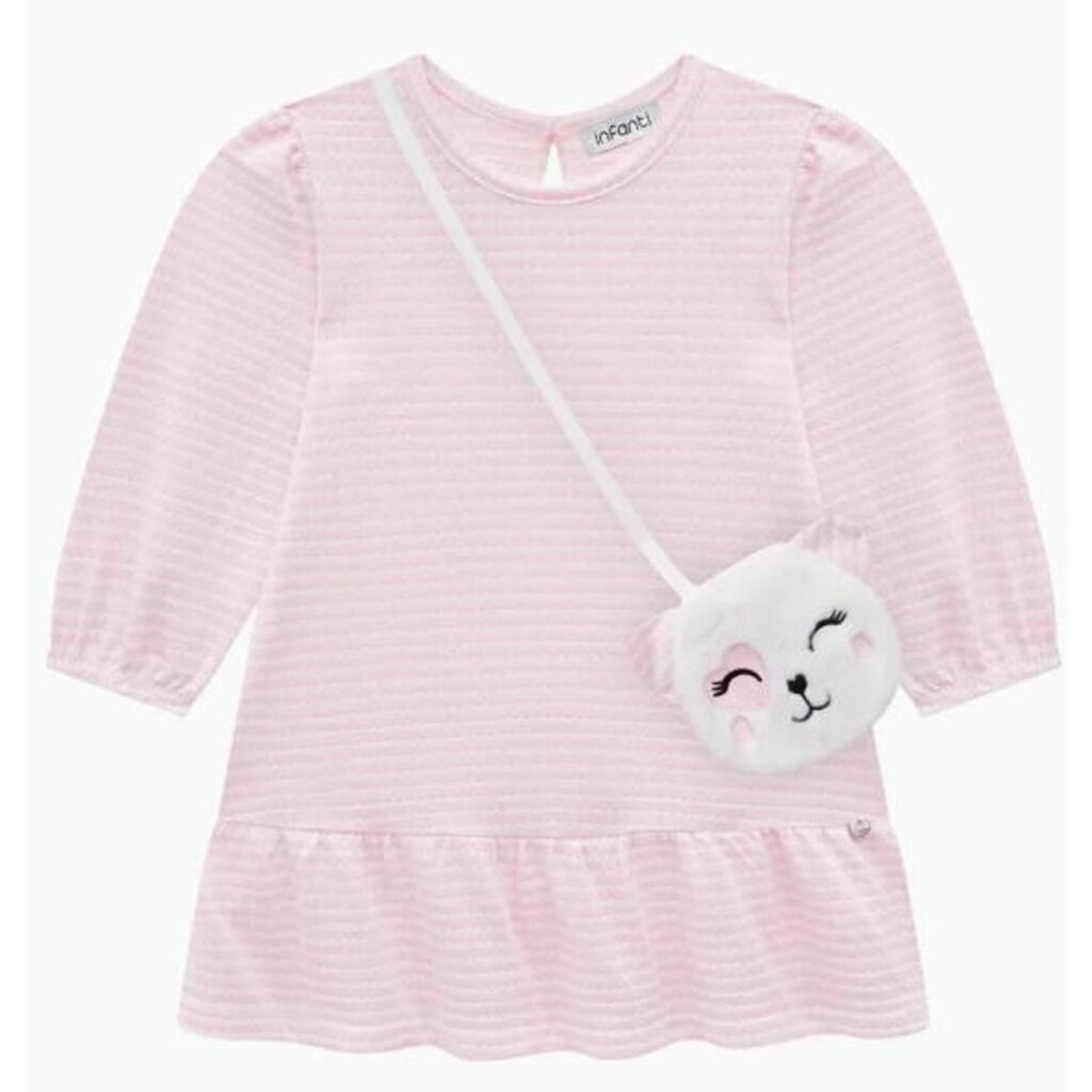 Vestido Infantil Jacquard com Bolsa Pelo Liso 71482 Infanti