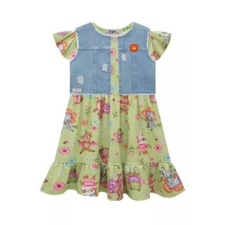 Vestido Infantil Malha Fresh Colete em Jeans Arkansas Kukiê 76994