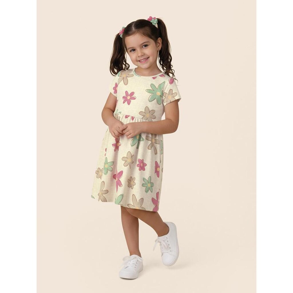 Vestido Infantil Manga Curta Malha Rodado Malwee Ref. 120097