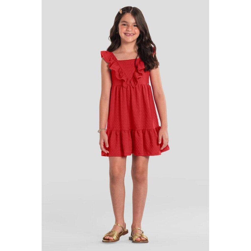 Vestido infantil menina em cotton texturizado Brandili