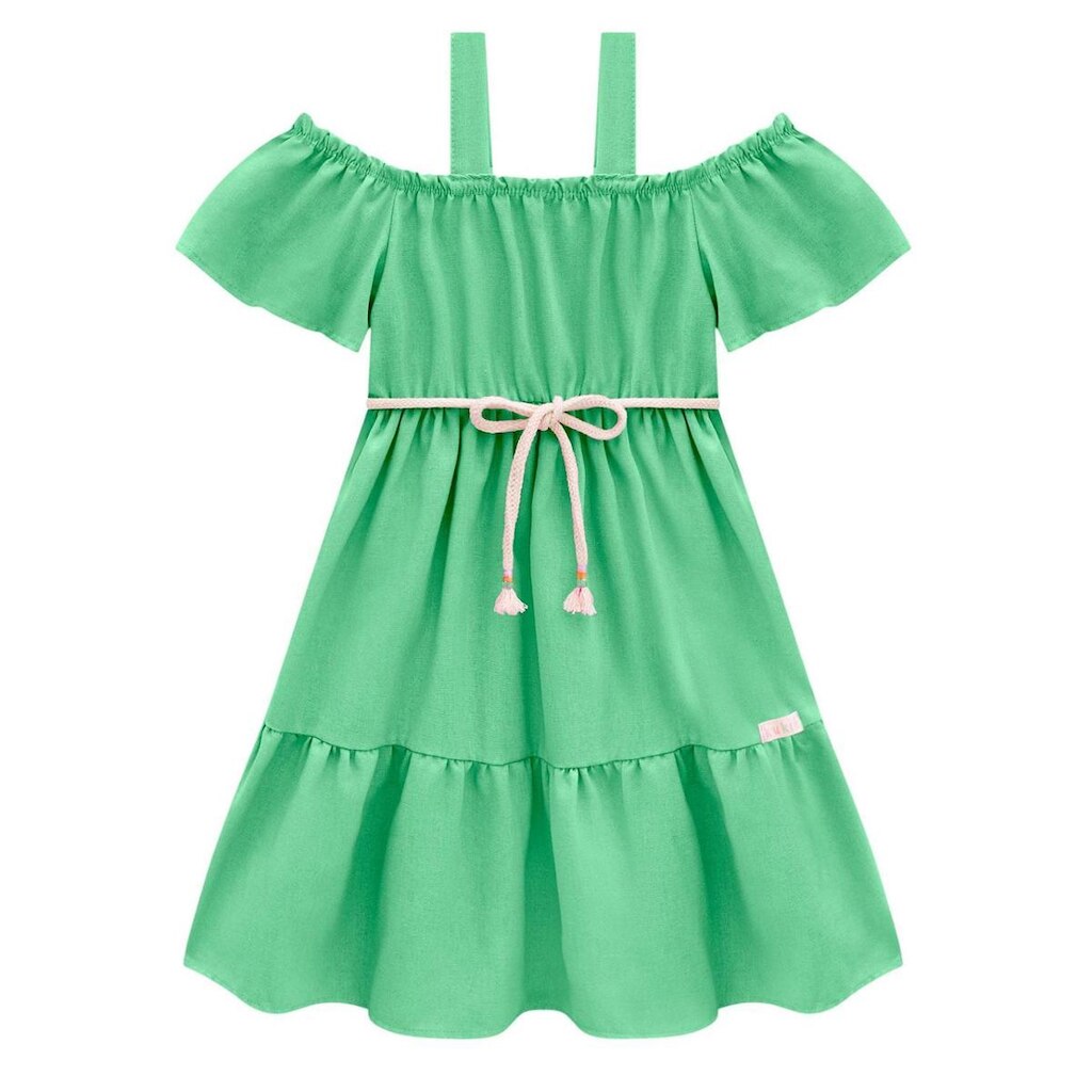 Vestido Infantil Midi em Viscose Verde Kukiê