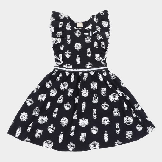 Vestido Infantil Milon Perfume Manga Borboleta - Preto Menor preço em Vestido Infantil Milon Perfume Manga Borboleta - Preto