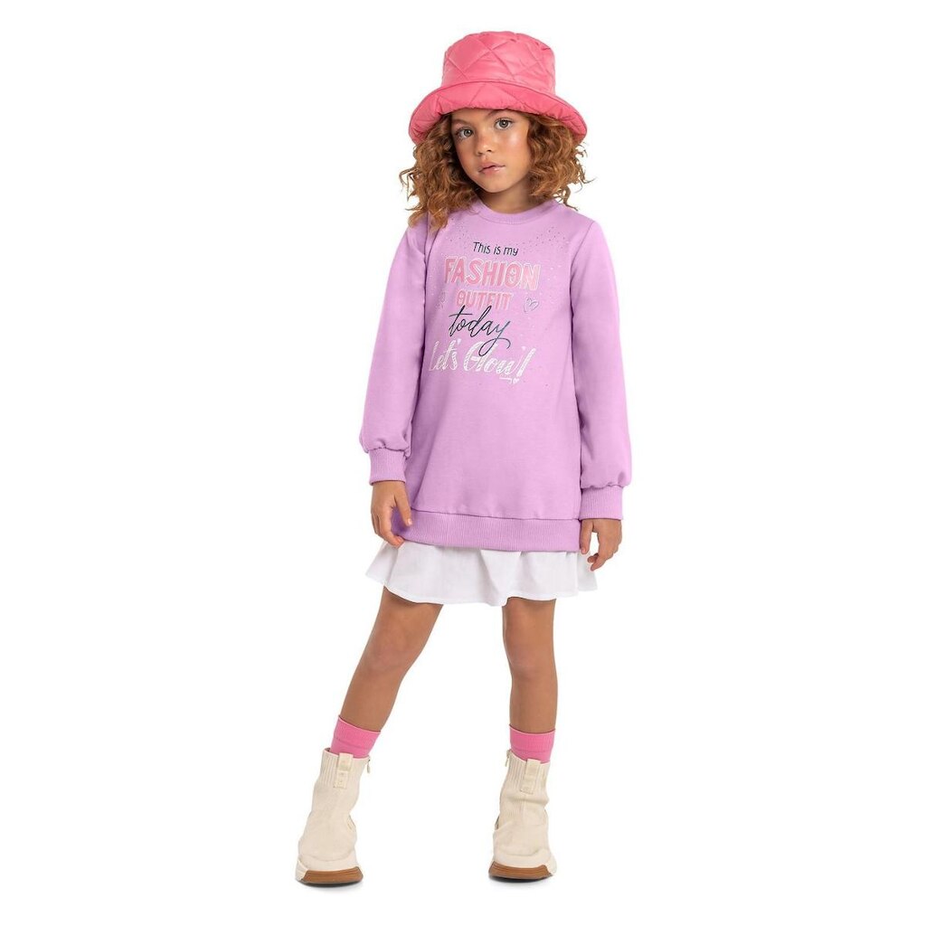 Vestido Infantil Moletom Manga Longa Quimby