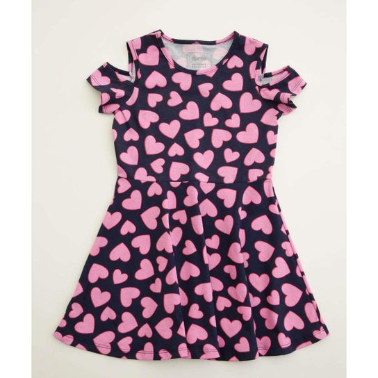 Vestido Infantil Open Shoulder Estampado Marisa Tam 4 A 10 - 10046315014 - Azul Escuro Menor preço em Vestido Infantil Open Shoulder Estampado Marisa Tam 4 A 10 - 10046315014 - Azul Escuro