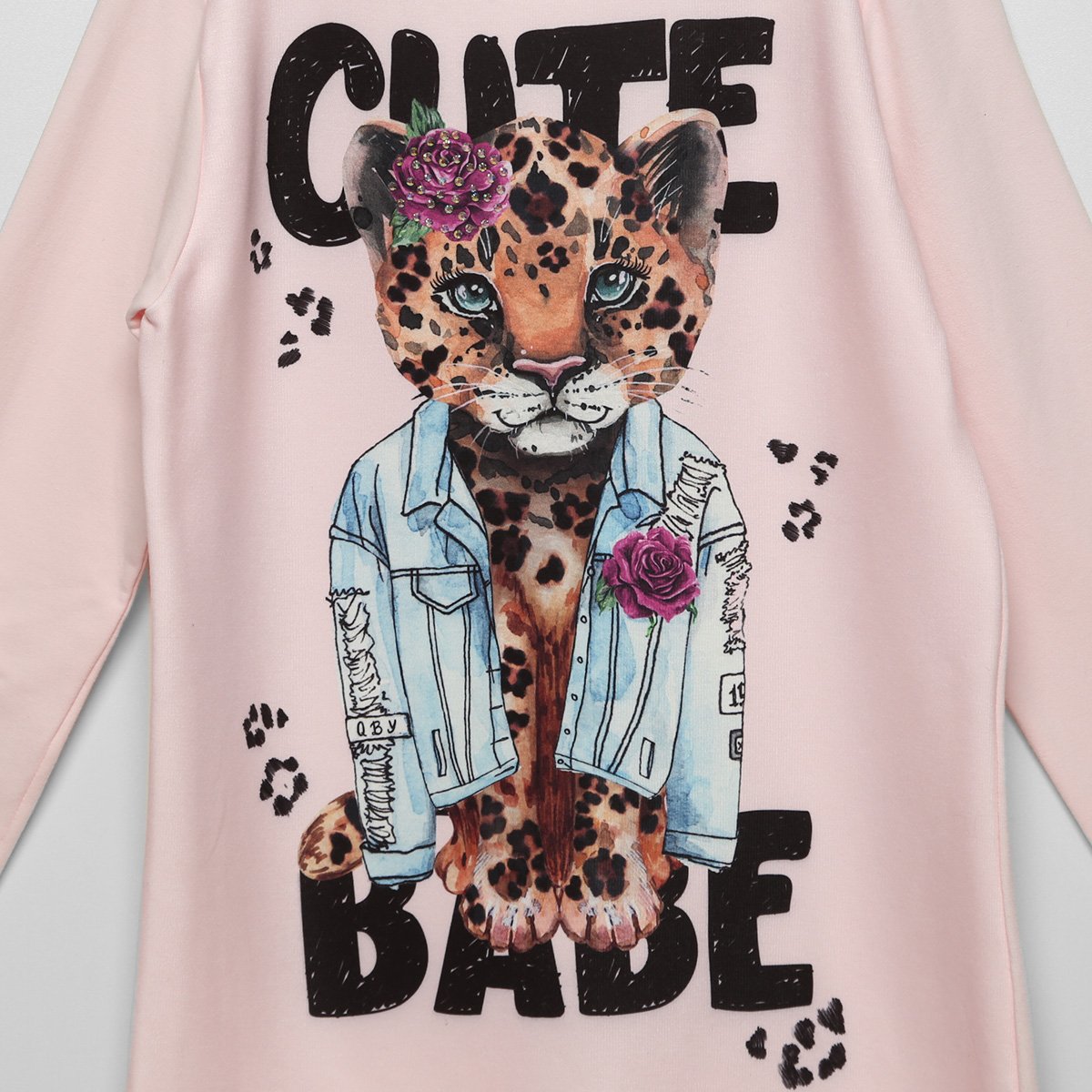 Vestido Infantil Quimby Oncinha Manga Longa - 1