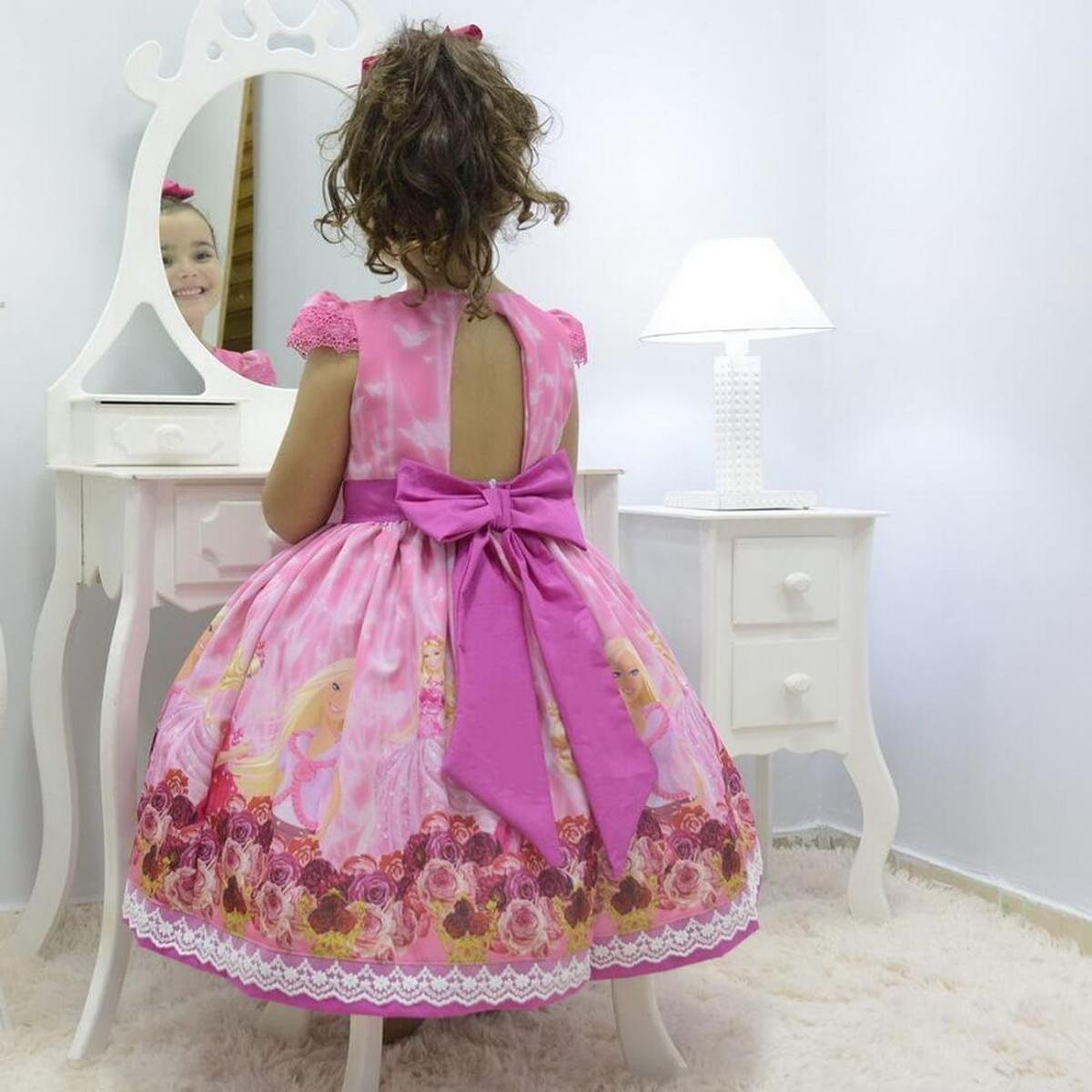 Vestido Infantil Vestido Barbie Escola De Princesas Fantasia