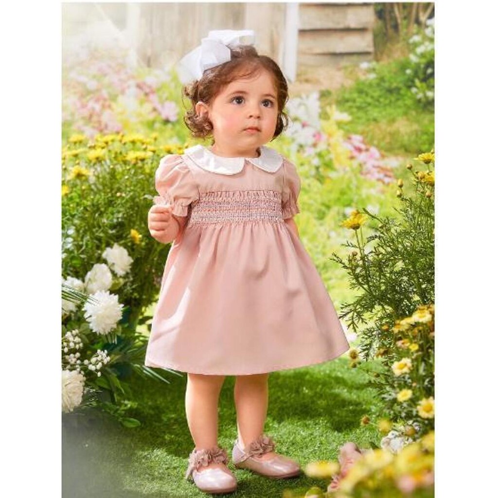 Vestido Infantil Rosê Gola Peter Pan Bebelzinha
