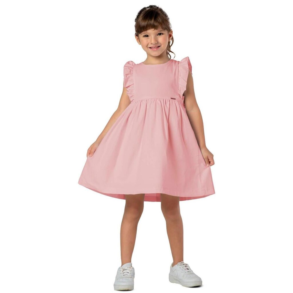 Vestido Infantil Rosê Princesa Luxo Com Babado Fofo Rosê