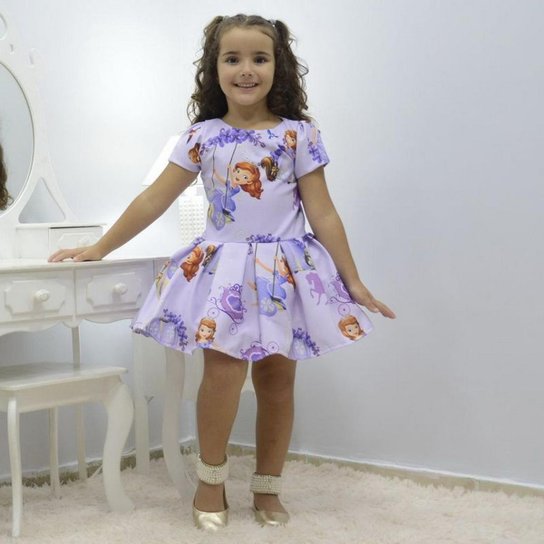 Vestido infantil tema Princesa Sofia Lilás Netshoes