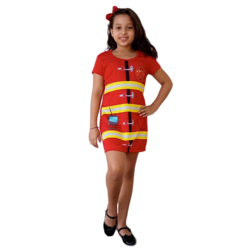 Vestido Infantil Temático Bombeira