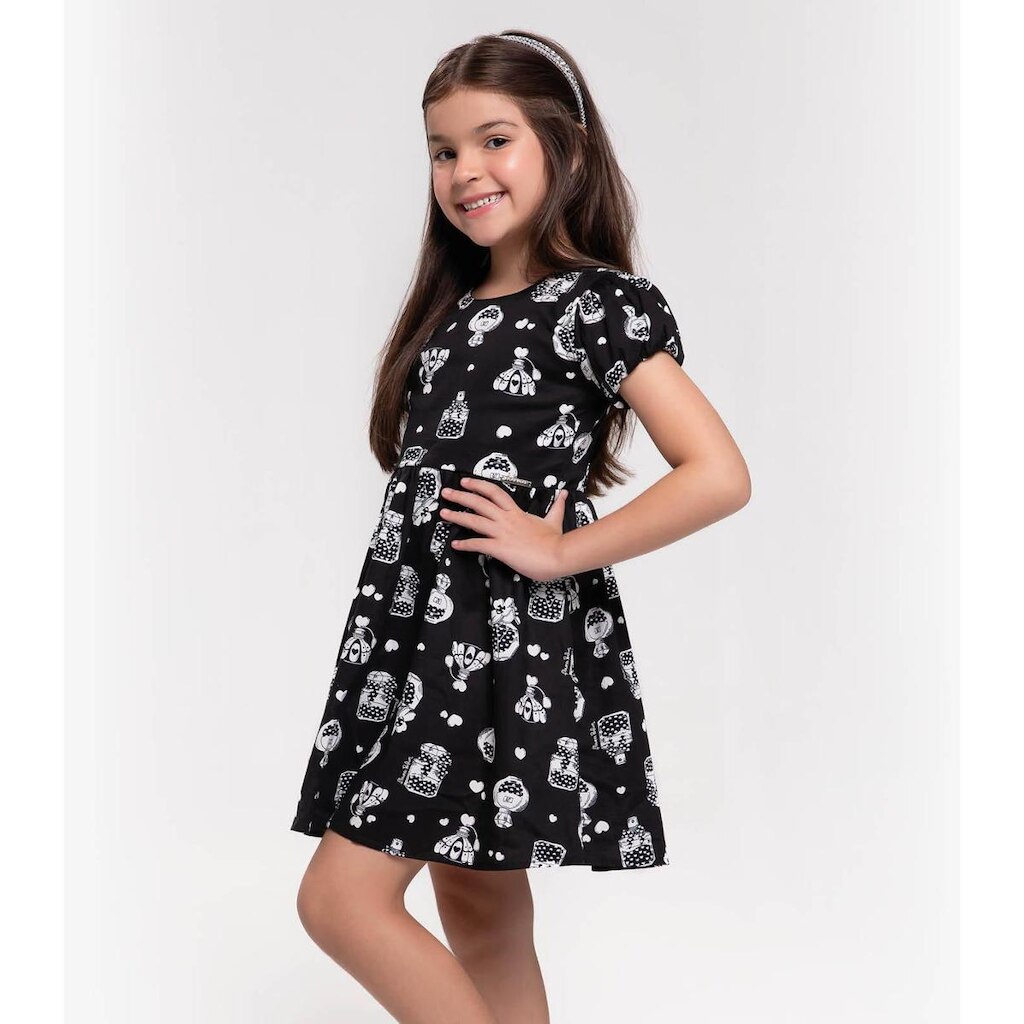 Vestido Infantil Trick Nick Preto