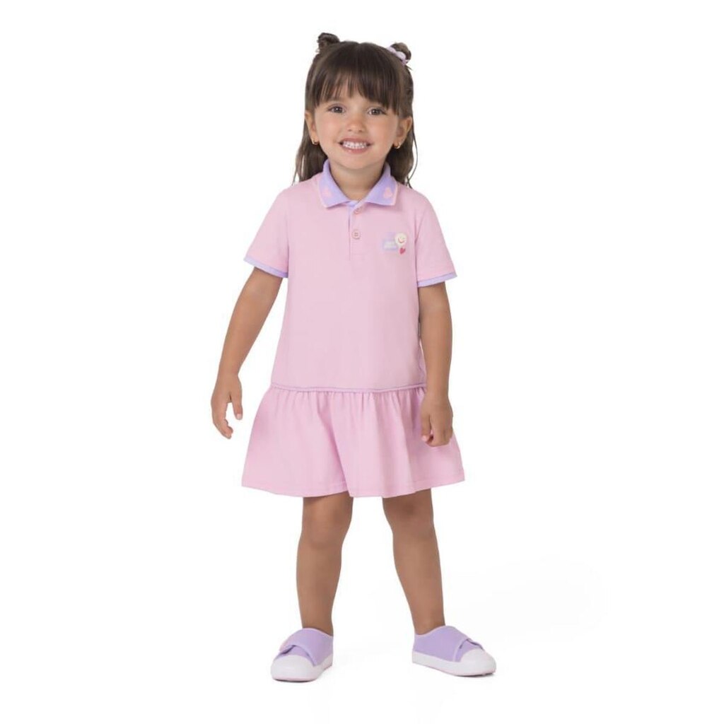Vestido Infantil Verão Pólo Rosa - Malwee