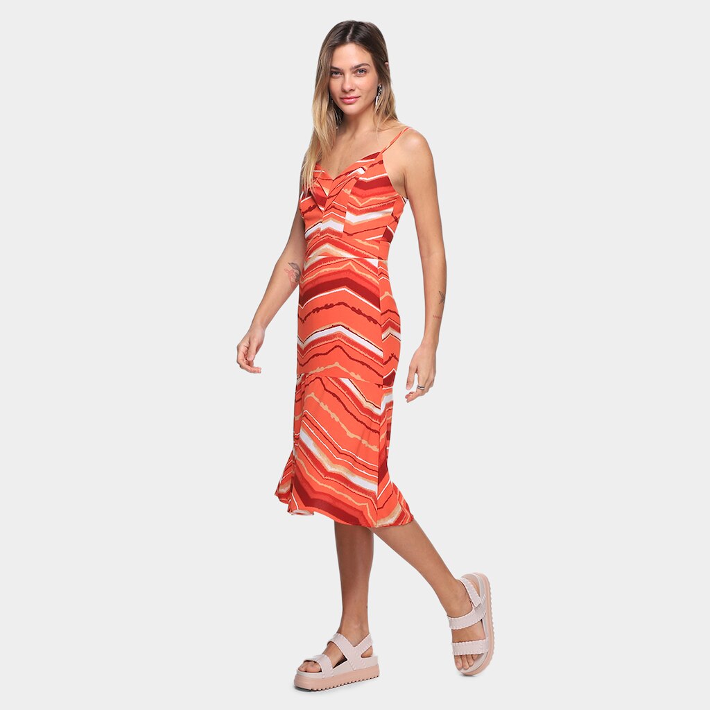 Vestido Influencer Midi Com Pregas Estampado