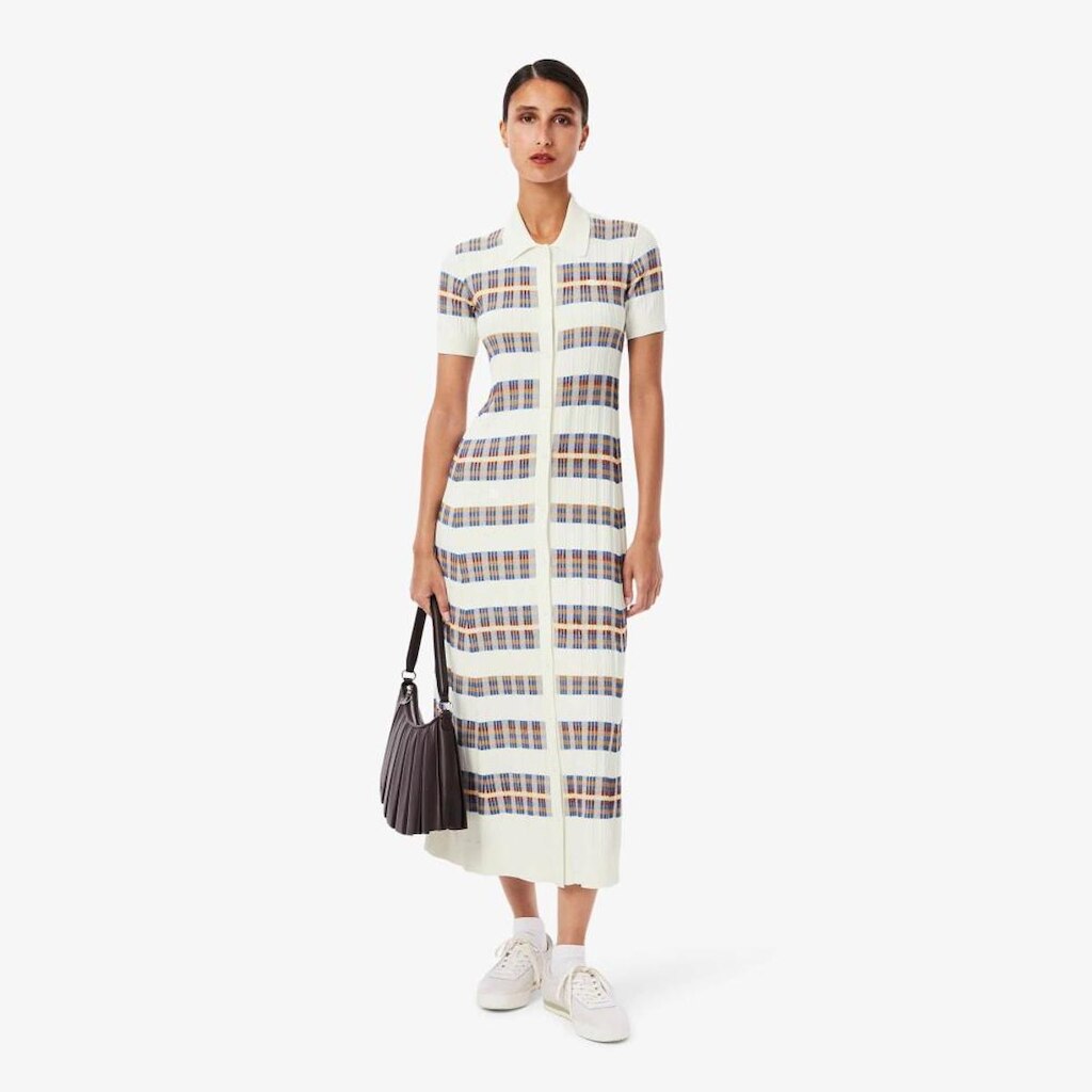 Vestido Lacoste de Colarinho Polo de Malha Canelada