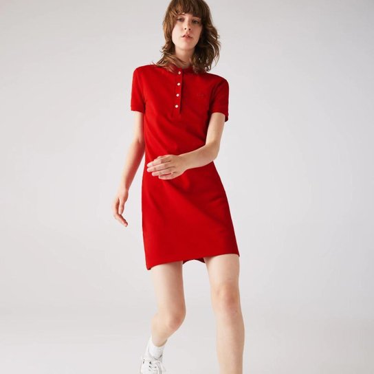 Vestido Lacoste Slim Fit - Vermelho Escuro Menor preço em Vestido Lacoste Slim Fit - Vermelho Escuro