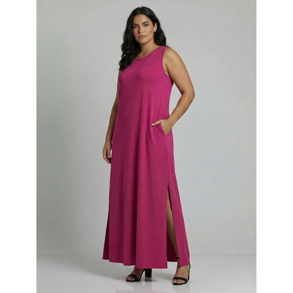 Vestido Longo Aveloz Viscolycra Soltinho Plus Size com Bolso