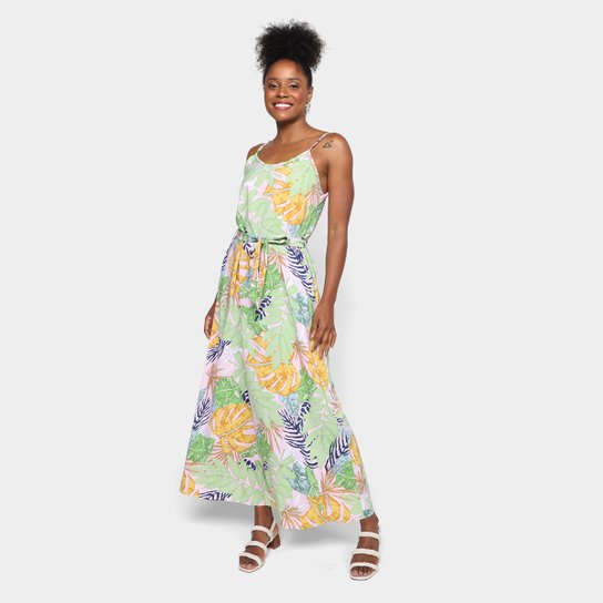 Vestido Longo Ayaka Evasê Floral - Rosa Menor preço em Vestido Longo Ayaka Evasê Floral - Rosa