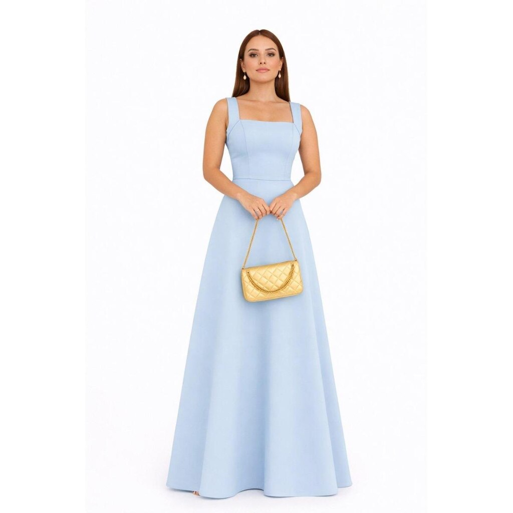 Vestido Longo D Bell Outlet Alfaiataria Azul Bebê
